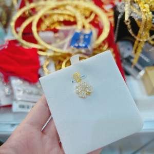 Dây chuyền mì xoắn xen kẽ kèm mặt 4 lá FULL đá tấm