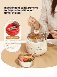 YOULUNMEI | Long-lasting Thermal Lunch Box Double Layer Soup Flask