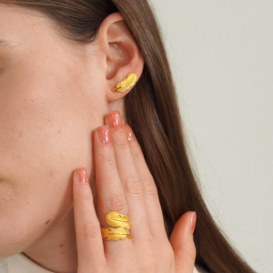 Chow Sang Sang 周生生 999.9 24K Pure Gold Love Decode Feather Earrings for Women 86820E Price-by-Weight 3.36g Gold