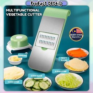 Vegetable Slicer Cutter Grater Chopper Food Slicer Dicer Hand Guard Set Kitchen Manual Slicer Kitchen Tool Accessories Stainless Steel Rust-Free Blades with 5 Removable Blades and Storage Box