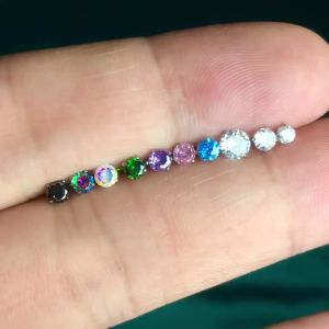 1PC Titanium Round Colorful Zircon Lip Ring Ear Cartilage Tragus Internally Threaded Helix Lobe Earrings Daith Piercing Jewelry