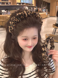 Unique Leopard Print Hairband Womens High Forehead Band Face Slimming Versatile Hair Accessories Fashionable Headwear