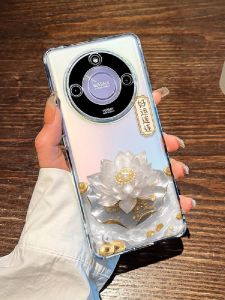 Good Luck Lotus Womens New Model Transparent Protective Phone Case for Honor X70/X50 Full Lens Protection Creative Design