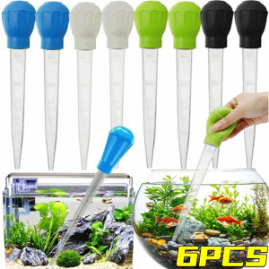 6ชิ้นปิเปตกาลักน้ำแบบยาวตัวเปลี่ยนน้ำในตู้ปลาตู้ปลากำจัดของเสียเครื่องดูดฝุ่นที่แม่นยำในการป้อนปะการังที่มีคุณภาพเครื่องทดสอบหลอดหยด