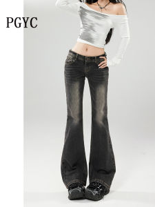 Low Waist Bell Bottom Denim Flap Original Black Grey Classic Wash Process Elastic Bell Bottoms Casual Cotton Jeans for Women