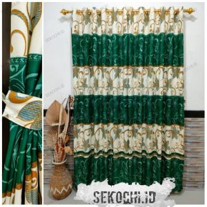 gorden motif hijau floral smokring 12 ring untuk pintu dan jendela mewah murah estetik