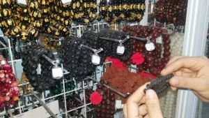 Vòng tay chuỗi đá mã não đen mờ khắc chú Omani-nhiều cỡ ly