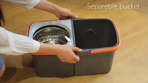 Keycool Spin Mop Bucket Set Dual Bucket Mop with Hands-Free Wringer Detachable Wash & Dry Buckets Wet & Dry Floor Mop for Home Kitchen & Bathroom
