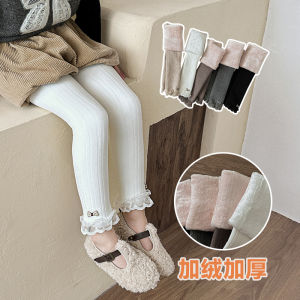 Thickened Fleece Girls Tights Lace Nine Points Pants Childrens Thickened Childrens Spring Autumn Winter Thin Fleece Outerwear