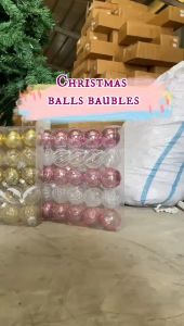5Pcs 6cm Gold Red Sparkle Metallic Christmas balls decorations Christmas tree Pendant hanging balls Party birthday celebration decoration ball New Year Gift