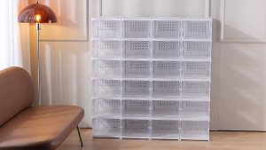 KitchenZ Foldable Shoe Box Plastic Shoe Rack Storage Organiser Shoe Storage