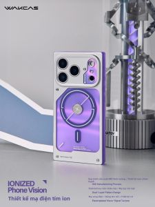 WAKCAS | Electroplated Apple Purple Magnetic Trendy Silver Square Phone Case for iPhone