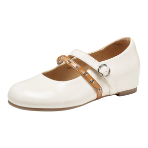 Josiny | Flat Low Heel Small Leather Shoes