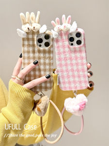 UFULL Autumn Winter Plush Rabbit Angel Phone Case for  17Promax 16Pro 15Friend 14Pro Lanyard 13Pro Anti-Fall Protective Cover