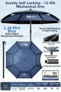 BENNUO | Outdoor Fishing Camping Sunshade Umbrella with Adjustable Arm Mechanism
