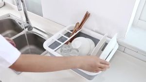 Foldable Dish Rack Plates Drying Rack Kitchen Storage Bowl Holder Folding draft