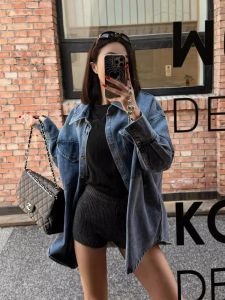 Retro Korean Deep Grey Knitted Woolen Shorts Womens High Waist Slim Fit High Intensity Body Shaping Ultra Short Pants