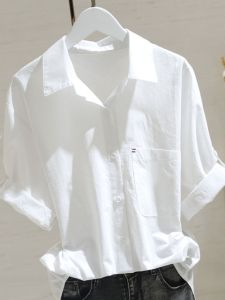 Plus Size Womens Short-Sleeve Shirt Female Summer New Arrival Fat Sister Stylish Niche Loose Slim Looking Belly-Covering Coat