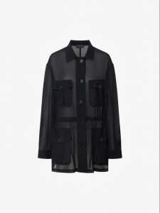 MO&Co. | Noir Series Light and Transparent Silk Work Jacket Waist Cinching