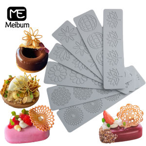 Meibum Sugar Craft Silicone Pad Geometric Pattern Leaves Design Lace Mat Chocolate Molds Dessert Fondant Cake Decorating Moulds