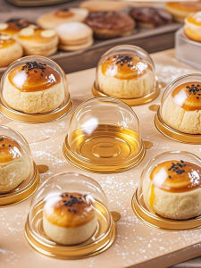 Disposable Egg Yolk Crisp Pastry Packaging Box Transparent Plastic Bakery Goods Single Piece Dessert Box for Baking And Cooking