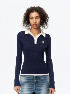 ANN ANDELMAN | Fitted Polo-collar Knitted Sweater