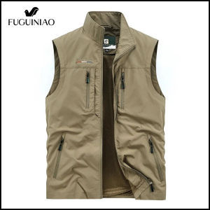 FUGUINIAO Military vest casual lightweight breathable waterproof summer vest sleeveless mens outdoor vest