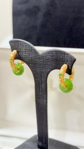 Montagne Jewelry Natural 12mm Grade A Green Jade Earrings Retro Design Fine Jewellery 925 Silver Clip Earrings