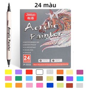 Bút Vẽ Acrylic Pastel 12-36 Màu Đầu Đôi Đầu Cọ Mềm & Đầu Nhỏ Dùng Để Vẽ DIY Trên Đá Gỗ Kim Loại & Album.
