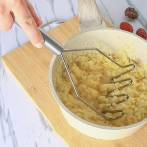 เครื่องบดโคลนถั่วไข่ผลไม้ที่บดมันฝรั่งสแตนเลสใช้ในบ้านมันบดสำหรับทำGuacamoleสลัดไข่ขนมปังกล้วย