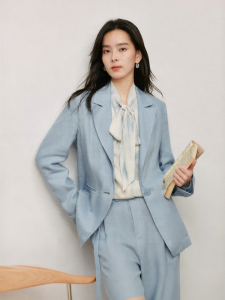 INMAN | Turn-down Collar Linen Suit Jacket for Women