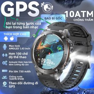 Đồng Hồ Thông Minh TRex 3 GPS 10ATM Chống Nước Hai Băng Tần GNSS La Bàn Vòng Đeo Tay Thể Thao Quân Sự Dành Cho Android iOS Màn Hình AMOLED 1.43 Inch Pin 730mAh