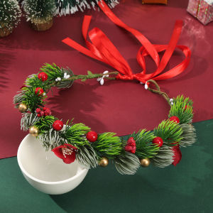 AWAYTR Cedar Rose Flower Garland Headband for Girls Floral Wreath Vine Hairband Wedding Valentines Hair Accessories Ornament