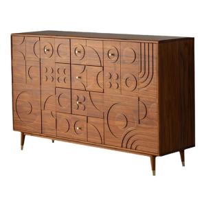 Nordic Expression Old Teak Wood Dining Sideboard Antique Carved Drawer Storage Hall Cabinet Real Wood Furniture Bar Cabinet
