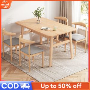OuPai Solid Wood Dining Table Meja Belajar Rectangular Modern Style Nordic table Wood Home Table Set With 4/6 Chairs Kitchen table Coffee Table餐桌