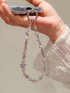 Creative Crystal Butterfly Beaded Wristlet Phone Chain Womens Style Fashionable Anti-Loss High-End Feelings Mobile Accessory