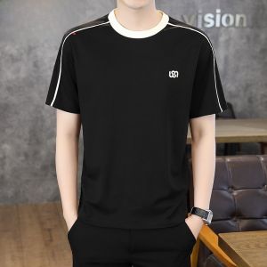 HENGYUANXIANG | Hengyuanxiang Mens Summer New Short Sleeve T-shirt Fashionable Thin Breathable Round Neck Modern Style Cotton Polyester Blend