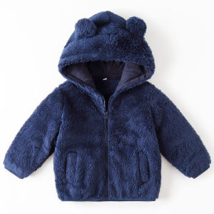 Kids Fleece-lined Hooded Polar Fleece Jacket Mens and Womens Clothing Long Velvet Tops Solid Color Hoodie Autumn and Winter Baby Warm Clothing