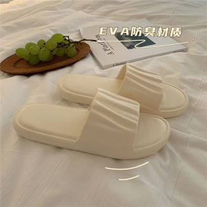 Korean Style Summer EVA Slip-On Slippers Womens Lightweight Soft Bottom Anti-Slip Odor-Resistant Indoor Home Bathroom Use