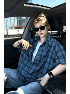 Summer Light And Breathable Pseudo-layered Checked Shirt T-shirt