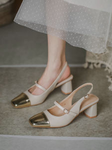 Chic Square Head High Heels Sandals for Women Medium Heel Thick Heel Shoes Fashionable Versatile Mary Jane Style Summer Shoes