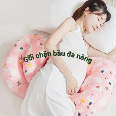 Gối chặn bầu cánh tiên kèm gối phụ hổ trợ nâng đỡ bụng chống mỏi lưng/ Gối ôm cho bà bầu/ Gối kê bụng bầu đa năng