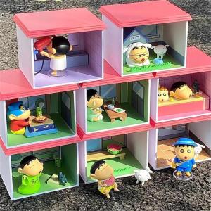 52toys ของเล่นสะสมรูปการ์ตูน Kawaii ของเล่นรูปบ้านจากอนิเมะ Crayon Shinchan ของตกแต่งโต๊ะ ของขวัญสุดน่ารัก กล่องที่ซ่อนตา