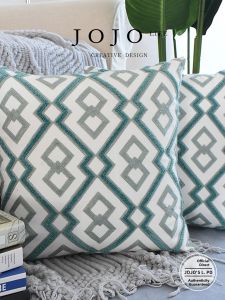 Cute Embroidered Office Sofa Pillowcase JOJOS L. PD.Rough Square Shape Mixed Fabric PP Cotton Filling Universal Design