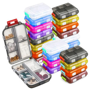 Travel Pill Storage Box Portable Pill Box 10 Compartments Pill Travel Box Medicine Storage Box Suitable for Wallet Travel Pill Container