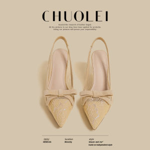 CHUOLEI | Spring Nude Pointed Bow Tie Traditional Slip-On Shoes