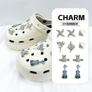 10Pcs Crocs Jibbitz Charms Diamond Studded Dancing Girls Musical Instruments Shoe Buckles Detachable Shoe Chains for Crocs