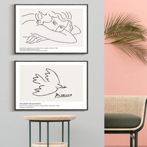 Modern Nordic Abstract Pigeon Line Art Decorative Painting