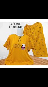 Setelan Baju Tidur Kaos Celana 3/4 Jumbo Big Size Babydoll Wanita LD 110-120Cm