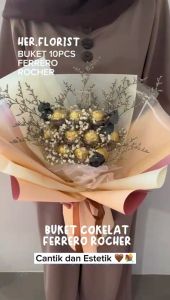 HER.FLORIST 10PCS Buket Ferrero Rocher & Bunga Baby Breath